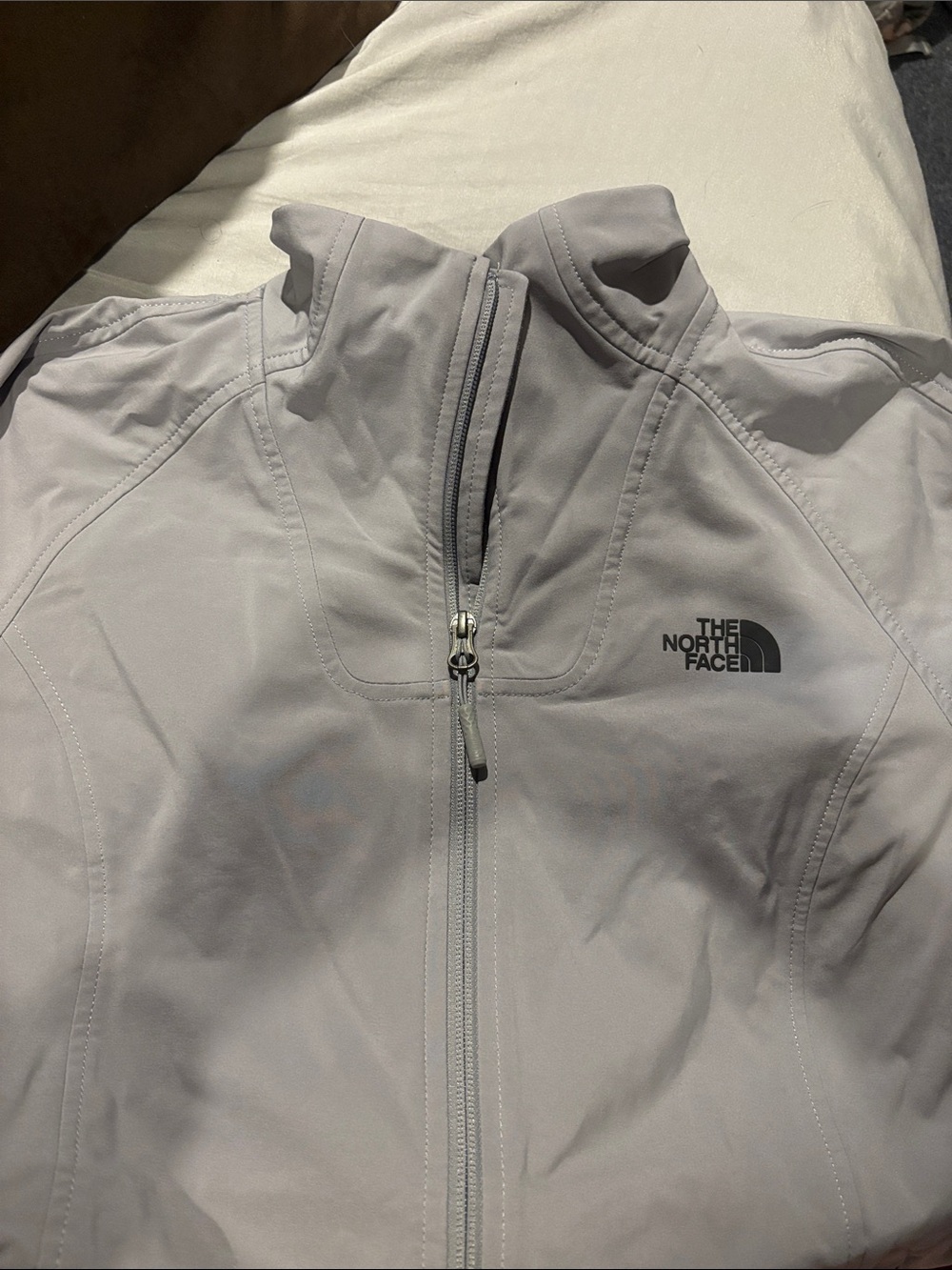 The North Face Light Gray Full-Zip Softshell Jacket
